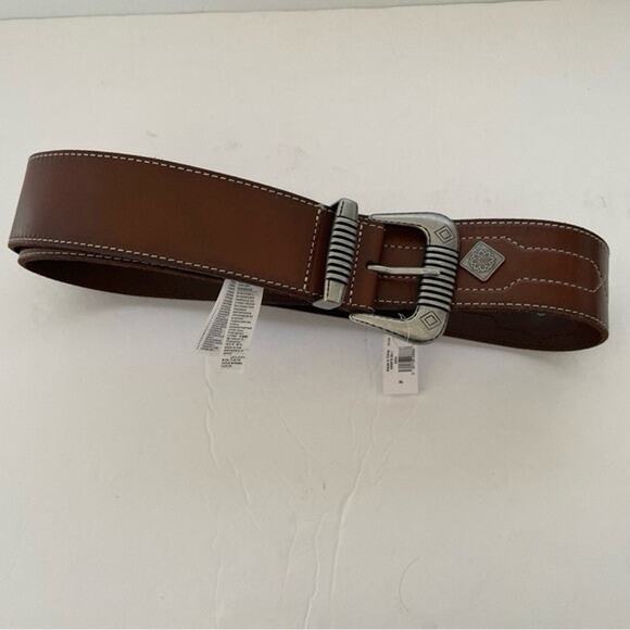 BANANA REPUBLIC Heritage Etched Buckle Waist Belt Brown Camel Cognac Western S